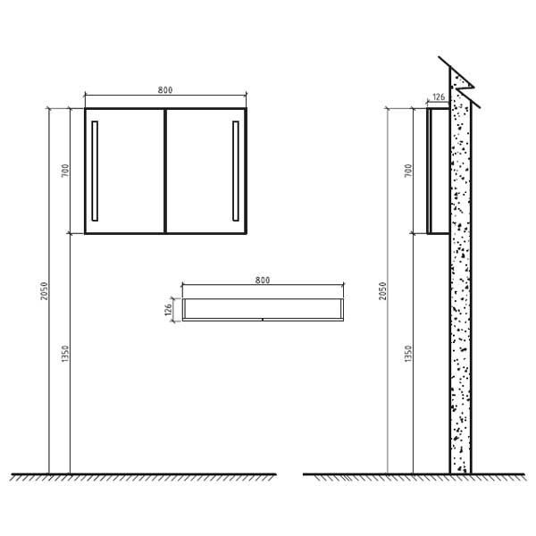 Зеркальный шкаф belbagno spc 2a dl bl 800